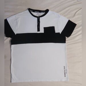 Kenneth Cole Men's Black and White Short Sleeve  Pocket Tee